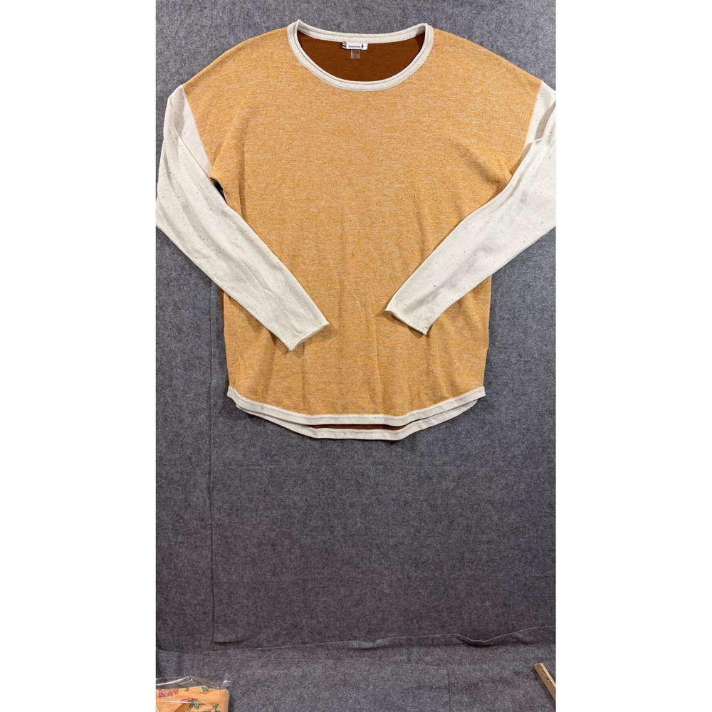 Smartwool Colorblock Merino Wool Blend Sweater Yellow Brown Cream Large 0362